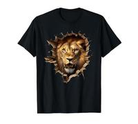 Powerful Lion Head Emerging Cracked Wall Value Graphic T-Shirt, Men, Black, XL