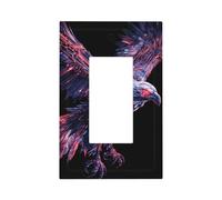 Powerful Metallic Eagle Neon Light Switch Wall Plate Faceplate Cover Single Rocker 1 Gang Decorator Outlet Receptacle Covers for Home Kitchen Room Bathroom Decor