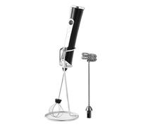 Powerful Milk Frother for Coffee - Fast Handheld Drink Mixer with Stainless Steel Whisk, Battery Operated Frother Wand for Coffee, Matcha & More (Black)