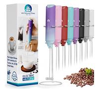 Powerful Milk Frother Handheld Foam Maker, Mini Whisk Drink Mixer for Coffee, Cappuccino, Latte, Matcha, Hot Chocolate, With Stand, North Light