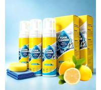 Powerful & Multipurpose Car Interior Foam Cleaner,4-in-1 Multi-Foam Cleaner for CarI nterior,Bathroom Tiles,Sofa Upholstery,Lemon Fresh Scent,Quick Spray & Wipe All Purpose Waterless Detailer (3 Set)
