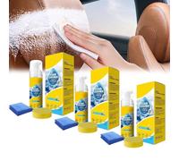 Powerful & Multipurpose Car Interior Foam Cleaner, Powerful All-Purpose Rinse-Free Foam Cleaner Spray for Leather, Fabric, Plastic, and Home Use, with Microfiber Towel and Sponge, 150ml (3pcs)