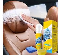 Powerful & Multipurpose Car Interior Foam Cleaner, Powerful All-Purpose Rinse-Free Foam Cleaner Spray for Leather, Fabric, Plastic, and Home Use, with Microfiber Towel and Sponge, 150ml (1pcs)