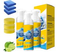 Powerful & Multipurpose Car Interior Foam Cleaner, Quick Spray & Wipe All Purpose Waterless Detailer, Multi-Purpose Foam Cleaner, Deep Penetration Rich Foaming Stain Remover for Car & Home (3PC)