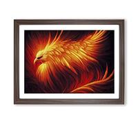 Powerful Phoenix Bird Framed Print | A3 Walnut Framed Wall Art | Ready to Hang | Modern Nature Picture | Living Room Bedroom Lounge Office