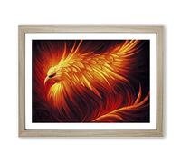 Powerful Phoenix Bird H1022 Framed Print for Living Room Bedroom Home Office Décor, Wall Art Picture Ready to Hang, Oak A2 Frame (64 x 46 cm)