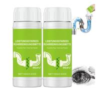 Powerful Pipe Dredging Agent,Powerful Pipe Cleaner,Quick-Acting Drain Cleaner,Extra Strong,Pipeline Cleaning Powder for Kitchen,Bathroom and Shower,Fast Foaming for Indoor Outdoor Cleaning (2pcs)