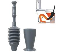 Powerful plunger with holder clears toilet, sink, bath, and drain blockages. Heavy-duty suction and durable plastic handle ensure fast, effective clog removal in kitchens and bathrooms. (SILVER)