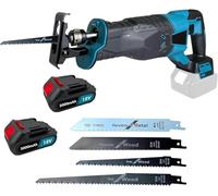 Powerful Reciprocating Saw,Compatible with Makita,21V Variable Speed Cordless Sabre Saw Brushless with 2x5500mAh Battery,w/4 Saw Blades,for Metal Wood PVC Pipe