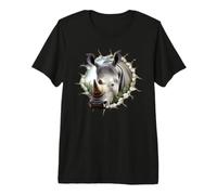 Powerful Rhino 3D Cracked Wall Breakthrough Premium T-Shirt