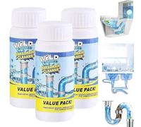 Powerful Sink Foaming Drain Cleaner, Wild Sink and DrainCleaner Powder,Powerful Pipe Dredging Agent,drain Clog Remover,Pipe Dredge Deodorant,drain Unblocker Liquid Heavy Duty for Bathroom Kitchen (3)