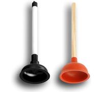 Powerful Sink Plunger with Wooden Handle & Rubber Suction| Large Toilet Plunger Unblocker with Wooden Handle & Red Rubber Sucker | Sink Plungers for Unblocking basins (16" x 6") (Large Red & Black)