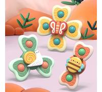 Powerful Suction Baby Suction Top Toy, Puzzle Educational Suction Cup Top Toys Nylon Bearing Suction Cup Bath Toys for Toddlers 3 Leaf Snail (3pcs Set)