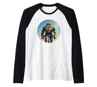 Powerful Tiger ON A Road Bike Ready for THE Sprint Raglan Baseball Tee