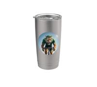 Powerful Tiger ON A Road Bike Ready for THE Sprint Stainless Steel Insulated Tumbler