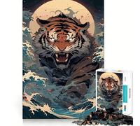 Powerful Waters Tiger Jigsaw Puzzle 1000 Piece for Adults Strong Logic Toy Anxiety Relief Clear Edge Festival Gift (50x75cm)