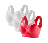 Powerful Wireless Bra Full Figure Ice Anti Sagging Correcting Bras Line Top Women (Red, XXL)