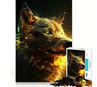 Powerful Wolf And Electric Jigsaws 1000 Pieces for Adults Brain Challenge Toy Peaceful Time Clear Cut Art Collectible (38x26cm)