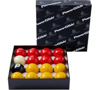 PowerGlide 16 Ball Pool Billiards Set | Reds and Yellows | Tournament | 2" / 51.0mm Diameter with 1 7/8" White Ball | Boxed | For Coin Operated Tables
