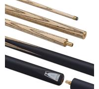 POWERGLIDE ASAS 2 Piece Snooker Cue - Hand Spliced Ash Shaft, Ebonised Butt, Brass Joint, Pro Tip, 6” Extension - High Performance Cue for Serious Players