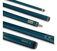 POWERGLIDE Carbon Fibre & Fibreglass 2 Piece 50/50 Joint Snooker Pool or Billiard Cue Stick | Ultra Smooth Metallic Painted High Gloss | 19 oz | Full Size 57" | 10 mm Tip | Green