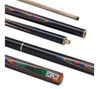 POWERGLIDE Exios 3/4 Jointed Snooker Cue - Ash Shaft, Hand Spliced Butt, Brass Joint, 9.5mm Tip - Performance Cue for Improving & League Players (Rainbow, Black/Grey, Brown & Blue Splice Designs)