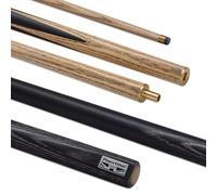 POWERGLIDE EXIOS Ash 2-Piece 50/50 Jointed Snooker Pool or Billiard Cue Stick | Ash Shaft | Hand Spliced Butt | 19 oz | Full Size 57" | 9.5mm Tip | Black
