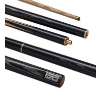 POWERGLIDE EXIOS Ash 3/4 Jointed Snooker Pool or Billiard Cue Stick - Ash Shaft - Hand Spliced Butt - 19 oz - Full Size 57" - 9.5mm Tip - Black