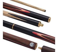 POWERGLIDE Hampton 3/4 Jointed Snooker Cue - Ash Shaft, Hand Spliced Rosewood Butt, Multi Veneer Design, Brass Joint, Pro Tip, 6” Extension - Performance Cue for Improving & League Players