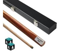POWERGLIDE One 2-Piece Snooker Pool or Billiard Cue Case & Chalk Set | Ash Wood Cue, Hard Case & Green Chalk | Brass joint | Full Size 57' | 9.5mm tip