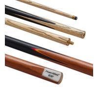 POWERGLIDE One 2-Piece Snooker Pool or Billiard Cue Case & Chalk Set | Ash Wood Cue, Hard Case & Green Chalk | Brass joint | Full Size 57' | 9.5mm tip