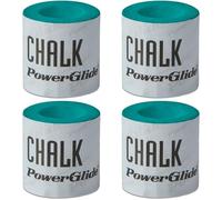 POWERGLIDE Snooker Pool & Billiard Round Cue Tip Chalk | Longer-Lasting | Fine Grain | Premium Select 4 Pack | Green Felt Colour