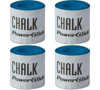 POWERGLIDE Snooker Pool & Billiard Round Cue Tip Chalk | Longer-Lasting | Fine Grain | Premium Select 4 Pack | Blue Felt Colour