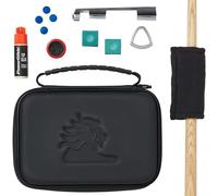 PowerGlide Snooker Pool or Billiard Accessory Set & Case | Svartur | Soft Touch EVA | Tip Trimmer & Shaper | 4 Tips & Glue | Cue Clamp & Locking Ring | Cue Cleaning Pad | 2 Pieces of Green Chalk