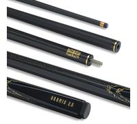 PowerGlide Snooker Pool or Billiard Cue | Carbon Fibre & Fibreglass | Ultra Smooth Metallic Painted High Gloss Black | 2-Piece 50/50 Joint | Full Size 57" | 10mm Tip | Asstd Weights 18oz & 19oz