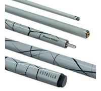 PowerGlide Snooker Pool or Billiard Cue | Estrella | Fibreglass | Ultra Smooth High Gloss | 2 Piece 50/50 Joint | Grey Cracked Ice | 10mm Tip | Full Size 57" | Asstd Weights 18oz & 19oz