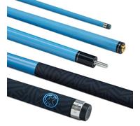 POWERGLIDE Snooker Pool or Billiard Cue | Quanta | Carbon & Fibreglass | Ultra Smooth Gloss, Matte Grip | 2 Piece 50/50 Joint | 10mm Tip | Full Size 57" | Cerulean Blue