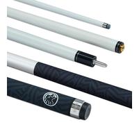 (White) Powerglide Quanta Pool Cue Carbon Fibre Composite 2 Piece 57" 10mm Tip Rubber Bumper - Blue