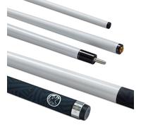 PowerGlide Snooker Pool or Billiard Cue | Quanta | Carbon & Fibreglass | Ultra Smooth Gloss, Matte Grip | 2 Piece 50/50 Joint | 13mm Tip | Full Size 57" | Metallic White