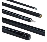 POWERGLIDE Snooker Pool or Billiard Cue Stick | Noir | Fibreglass | Ultra Smooth High Gloss | 2 Piece 50/50 Joint | Black Cracked Ice | 19 oz | 10mm Tip | Full Size 57"