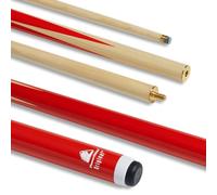 PowerGlide Snooker Pool or Billiard Cue Stick | Original 2-Piece | Poplar Shaft with Painted Hardwood Butt | Full Size 57" | 10mm Tip | Red