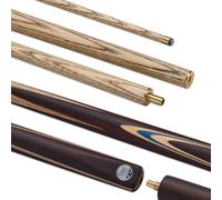 POWERGLIDE Swerve 2 Piece Snooker Cue - Premium Ash Shaft, Hand Spliced Rosewood Butt, Blue Veneer Design, Brass Joint, Pro Tip, 6” Extension - Performance Cue for Competitive Players