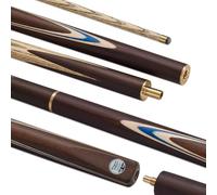 POWERGLIDE Swerve 3/4 Jointed Snooker Cue - Ash Shaft, Hand Spliced Rosewood Butt, Blue Veneer Design, Brass Joint, Pro Tip, 6” Extension - Performance Cue for Improving & League Players