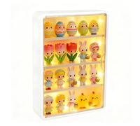powerking 4 Tiers Clear Display Case for Figures, Acrylic Wall-Mounted Storage Organizers Box with Door, Foldable Hanging Hobby Showcase for Collectibles,Dolls,Toys and Jewelry Display