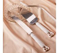 powerking Cake Knife and Server Set with Gift Box, Fashion Craft Baroque Interlocking Hearts Design, Elegant Stainless Steel Pie Knife and Shovel Set for Weddings, Birthdays, Anniversaries