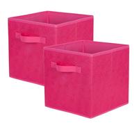 powerking Fabric Storage Box Bins, 2 Pack Foldable Cloth Storage Cube Organizer Drawer with 3D Embossed Rose Pattern For Closet And Toys Storage,27x27x28cm,Rose Red