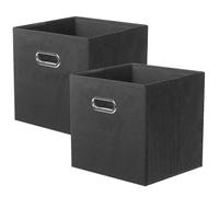 powerking Fabric Storage Box Bins, 2 Pack Foldable Cloth Storage Cube Organizer Drawer with Metal Handle For Closet And Toys Storage,Black