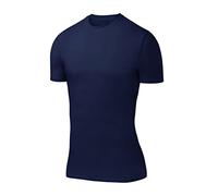 PowerLayer Boys' Compression Baselayer Top Short Sleeve Under T-Shirt - Navy, 10-12 Years (Boys Large)