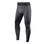 PowerLayer Boys' Running Football Tights Compression Base Layer Leggings - Dark Grey, 12-14 Years