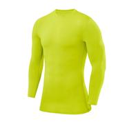PowerLayer Men's Compression Base Layer Top Long Sleeve Under Shirt - Mock Neck - Lime Punch, XL